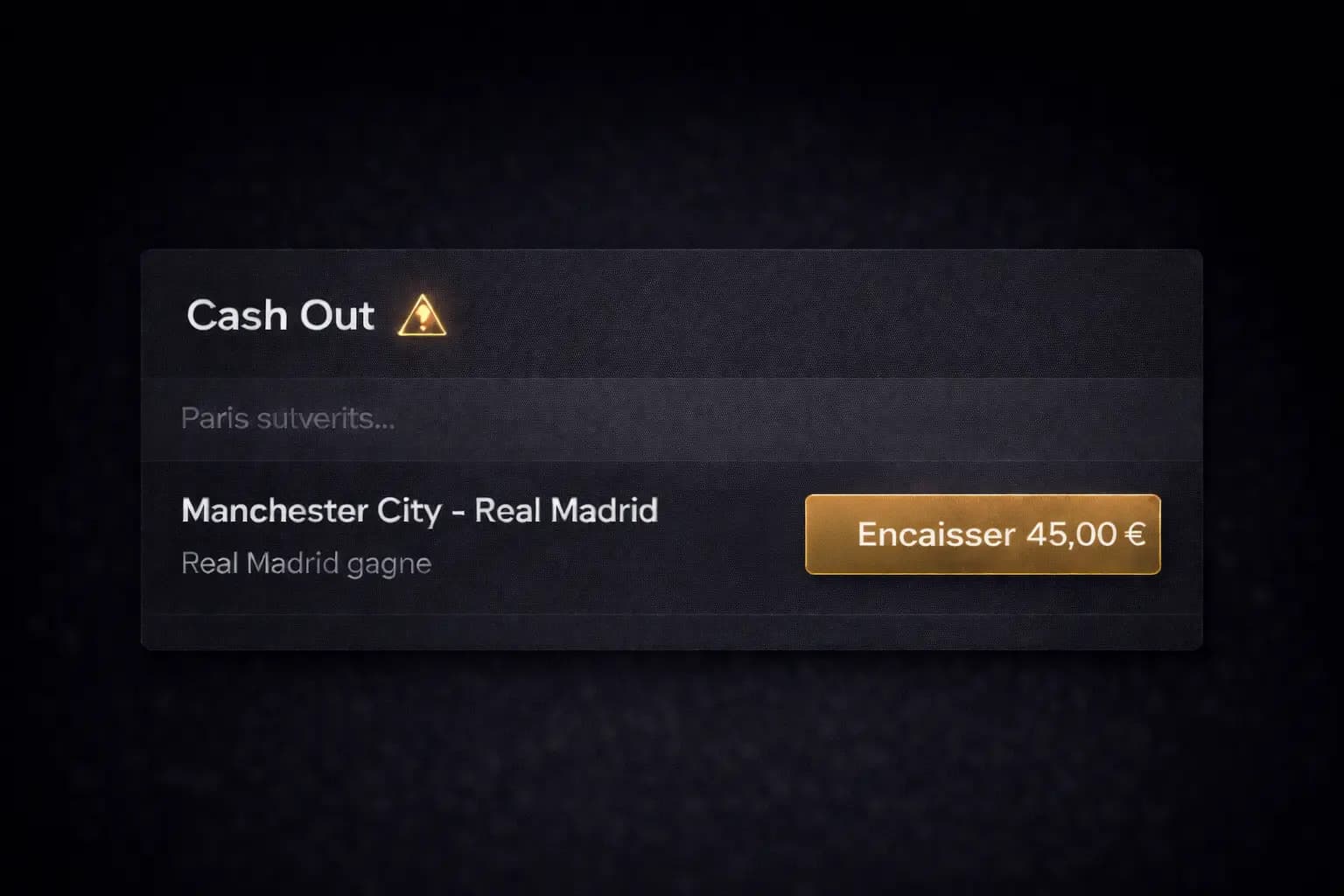 Interface bookmaker cash out